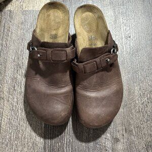 Papillio by Birkenstock brown leather clogs Wedge Cork 40 9